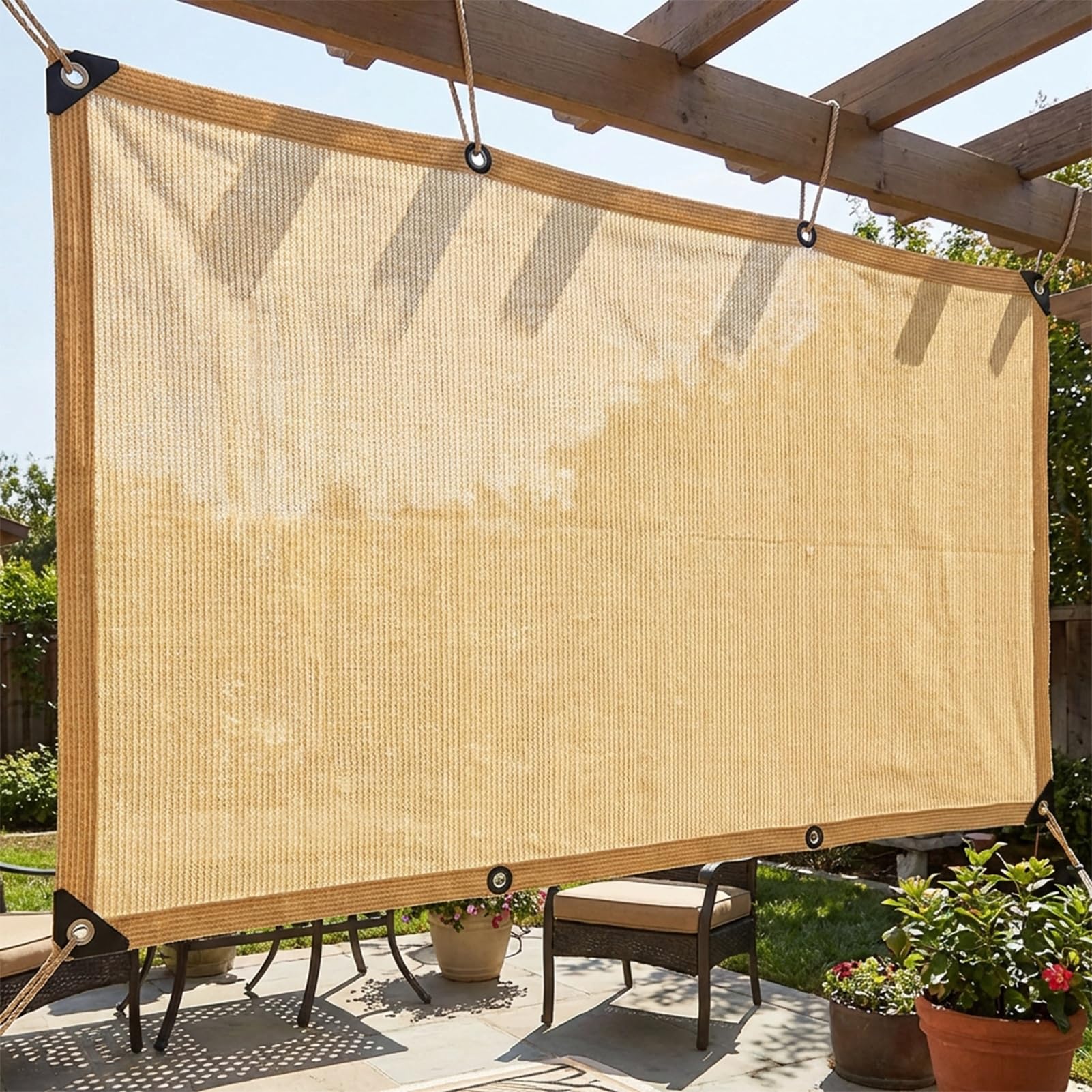 Vela de Sombra Resistente - Lona Impermeable con protección UV para terraza, jardín y Piscina | Fácil instalación con Esquinas reforzadas para Patio y Exterior