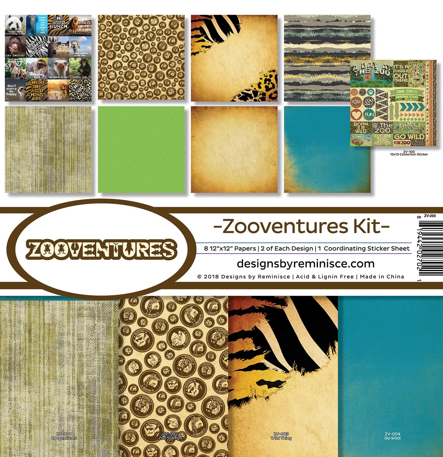 Reminisce (REMBC) Zooventures Scrapbook Collection Kit, Multi Color Palette