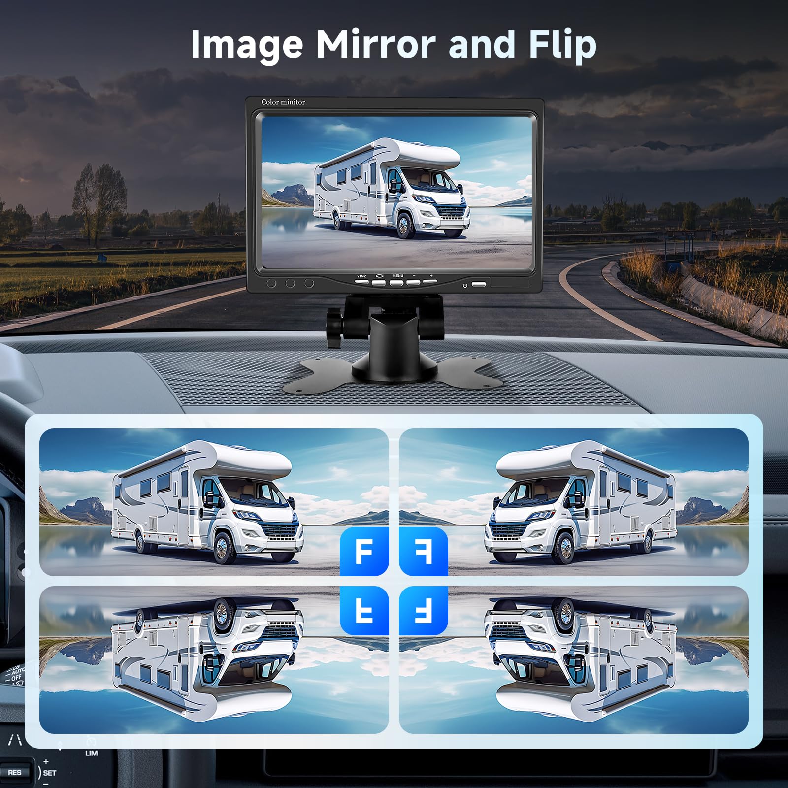 Roinvou Rear View Camera Set with 7 Inch 1080P Monitor