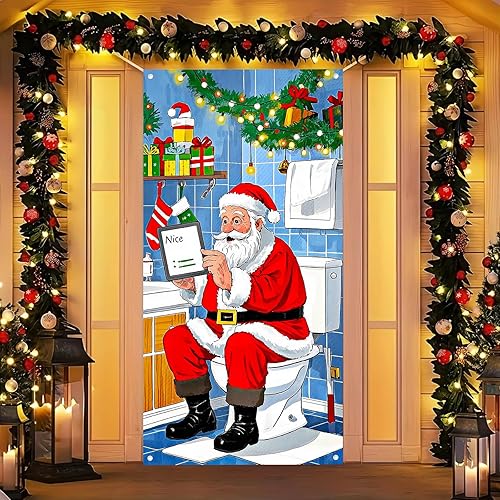 Miniatura 11 de Cubierta de puerta de Feliz Navidad de 71 x 35 pulgadas, decoración de invierno con letras de reno, árbol de Navidad para decoración de interiores y