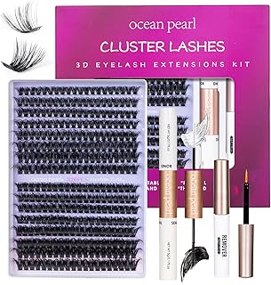 3D Thick Lash Extension Kit 320 Pcs Fluffy Lash Clusters 60D+80D 10-16mm Eyelash Extension Kit Individual Lashes with Bond and Seal Glue Tweezers DIY Eyelash Extensions for Beginners (60D+80D)