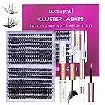 Ocean Pearl Lash Clusters 320pcs 3D Thick Lash Clusters kit 60D+80D Lashes,Eyelashes,Lash Extension Kit,Eyelash Clusters with Lash Bond&Seal&Remover&Tweezers,Lashes Clusters Eyelash Extensions Kit