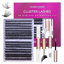 Ocean Pearl Lash Clusters 320pcs 3D Thick Lash Clusters kit 60D+80D Lashes,Eyelashes,Lash Extension Kit,Eyelash Clusters with Lash Bond&Seal&Remover&Tweezers,Lashes Clusters Eyelash Extensions Kit