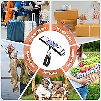 Vista 7 de travel inspira Báscula de equipaje recargable de 110 lb50 kg - Pantalla retroiluminada grande - Acero inoxidable - Báscula digital portátil