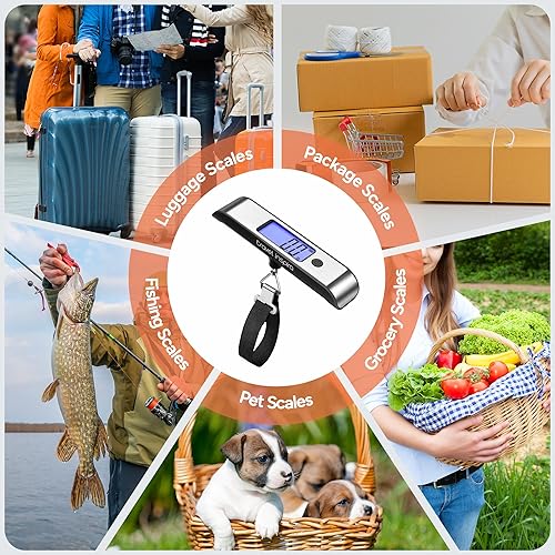 Miniatura 7 de travel inspira Báscula de equipaje recargable de 110 lb50 kg - Pantalla retroiluminada grande - Acero inoxidable - Báscula digital portátil para