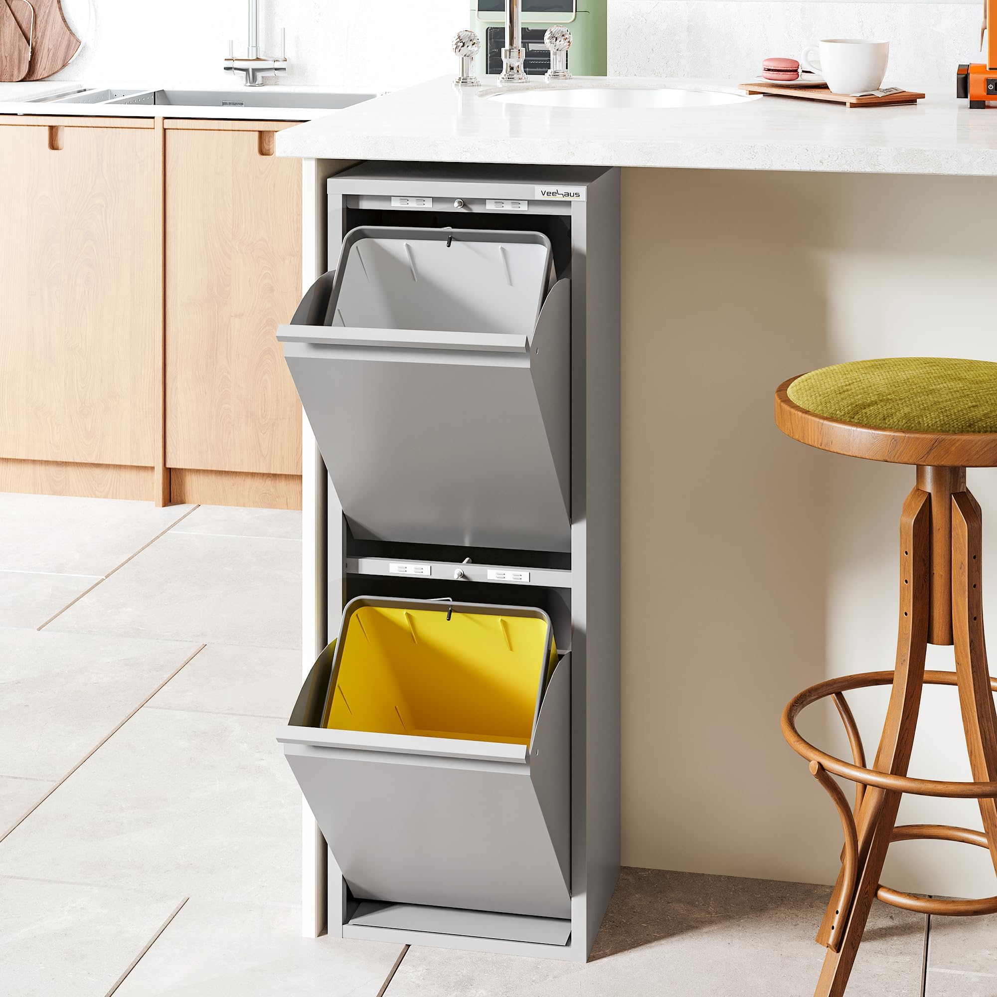 2x Edelstahl Müllklappen-Deckel - Schaukelsystem Für Mülleimer