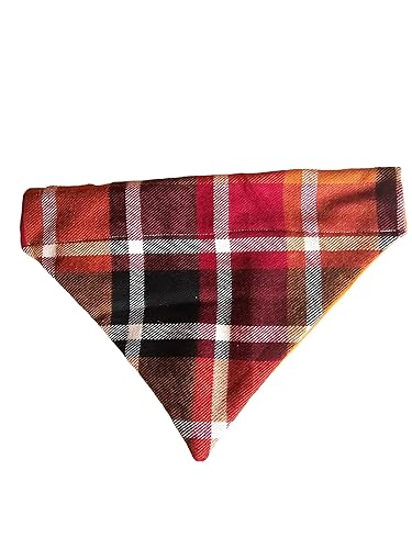 Thanksgiving Plaid Over the Collar Dog Bandana That Slips onto Their Existing Collar Size (Small)