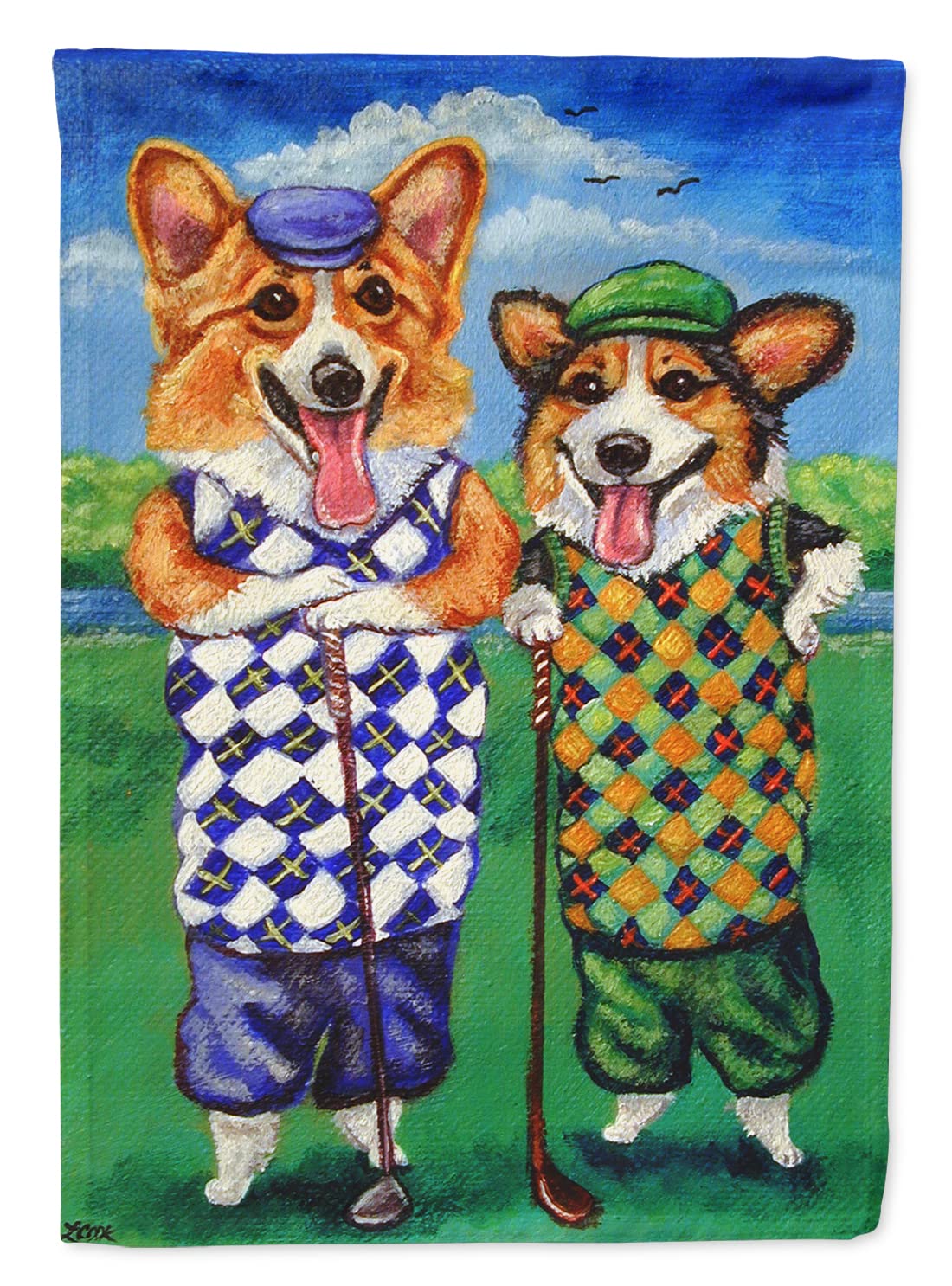 Drapeau de jardin Corgi Golfers anti-décoloration pour embellir un extérieur terne