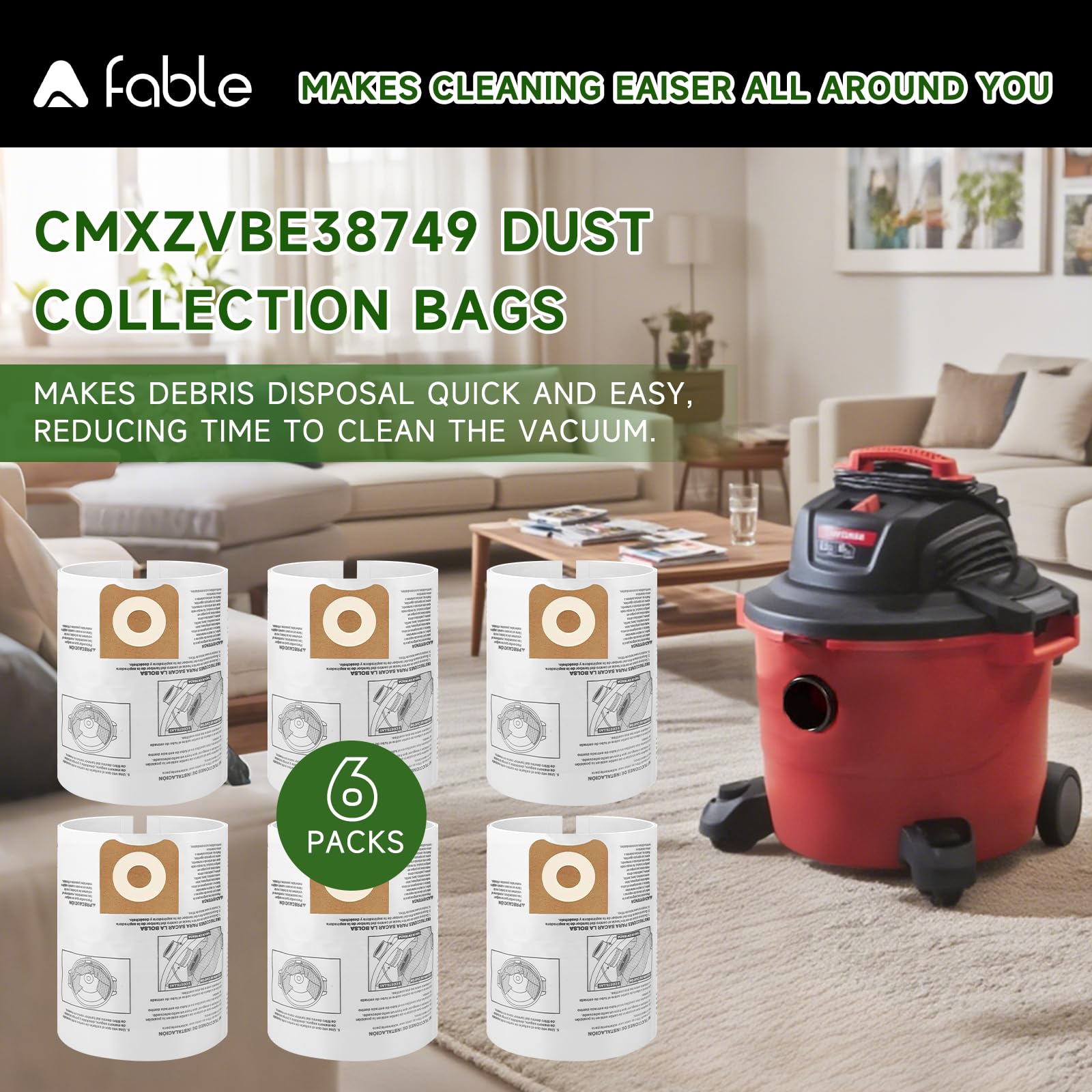 6 Packs A Fable 16 and 20 Gallon Wet/Dry Vacuum Collection