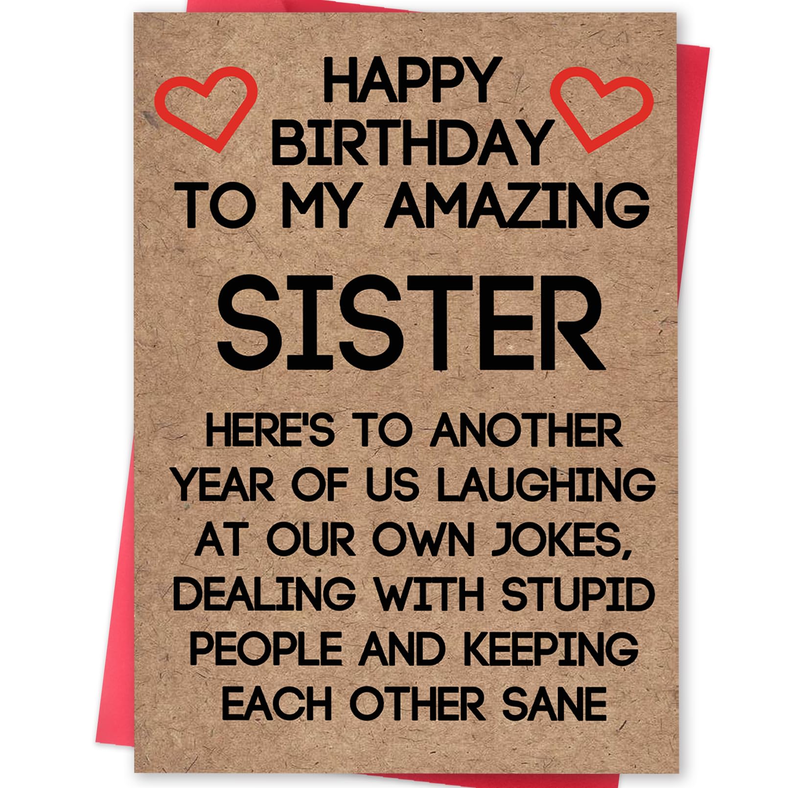 Ziwenhu Humor Sister Birthday Gift Ideas from Brother Cousin, Cute Sister Birthday Card from Borther, Funny Birthday Card for Her