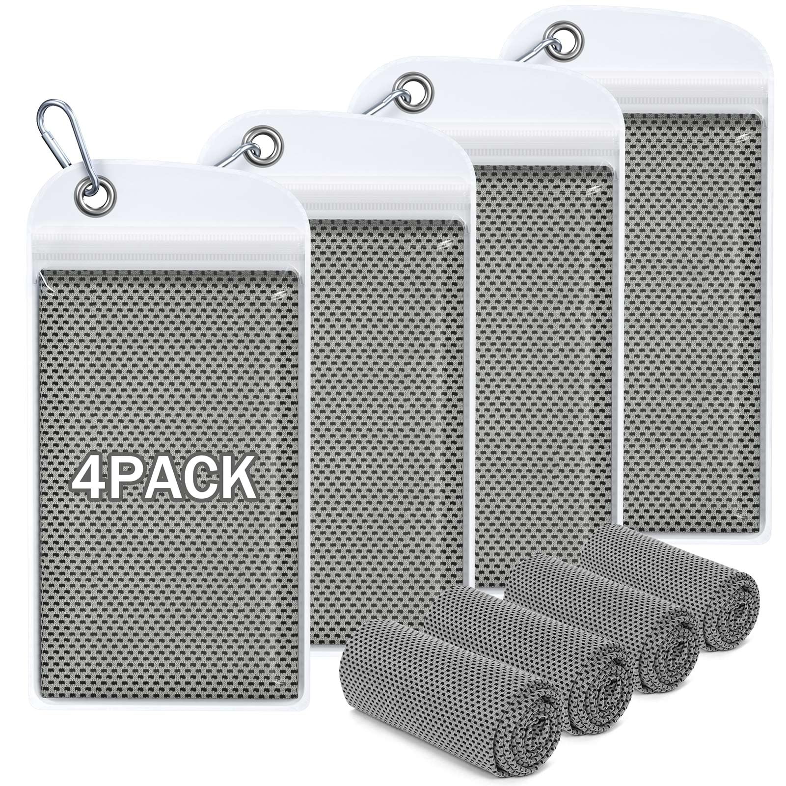 Hemndic 4 Pack 40"x12" Cooling Towels, Soft Breathable Ice Towel for Neck and Face, Microfiber Workout Towels for Gym Sweat, Chilly Sports Towel for Yoga, Golf, Running, Hiking & More Activities-image-1