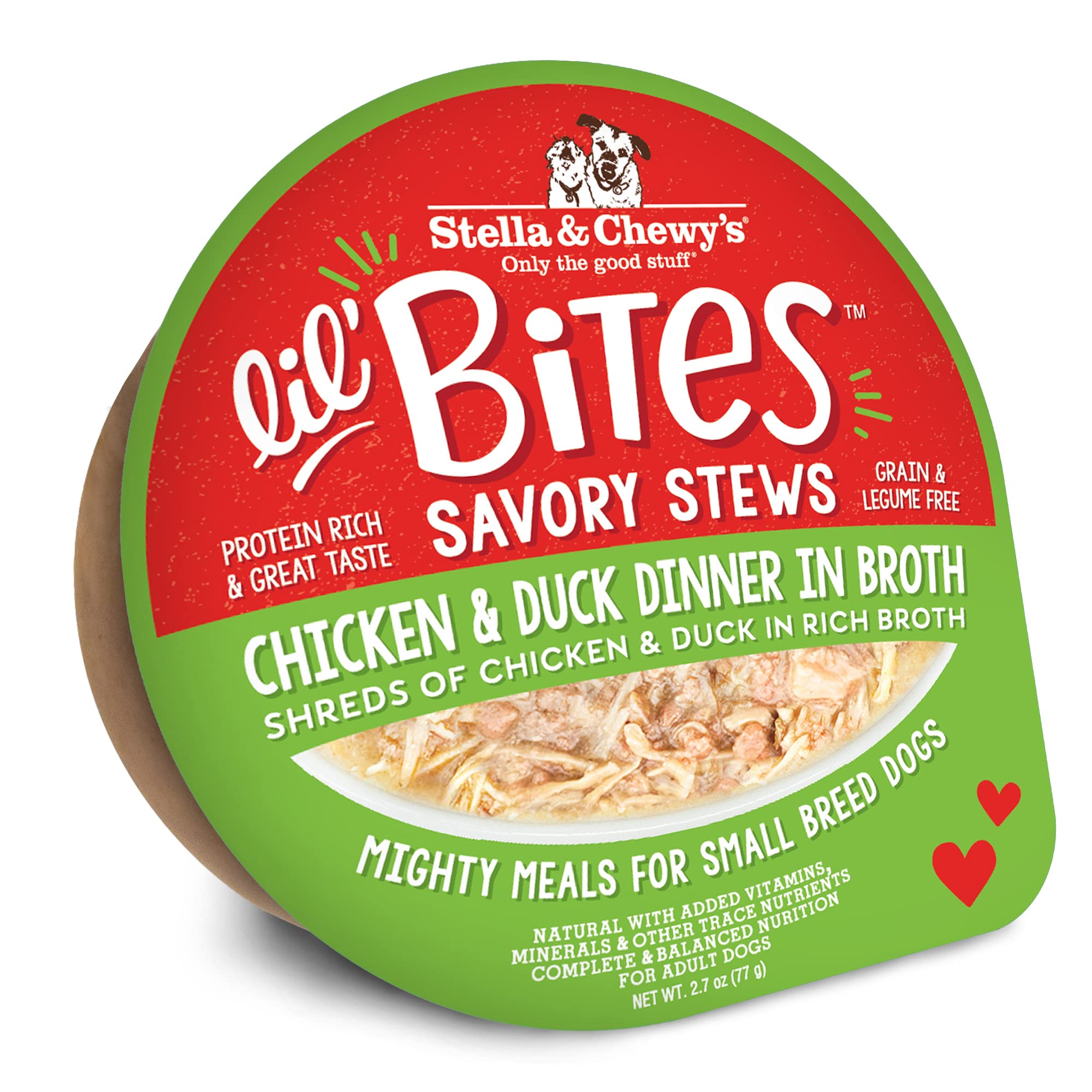 Stella & Chewy's Lil Bites Savory Stews for Small Breeds Chicken & Duck Dinner in Broth, 2.7 Ounce (Pack of 12)