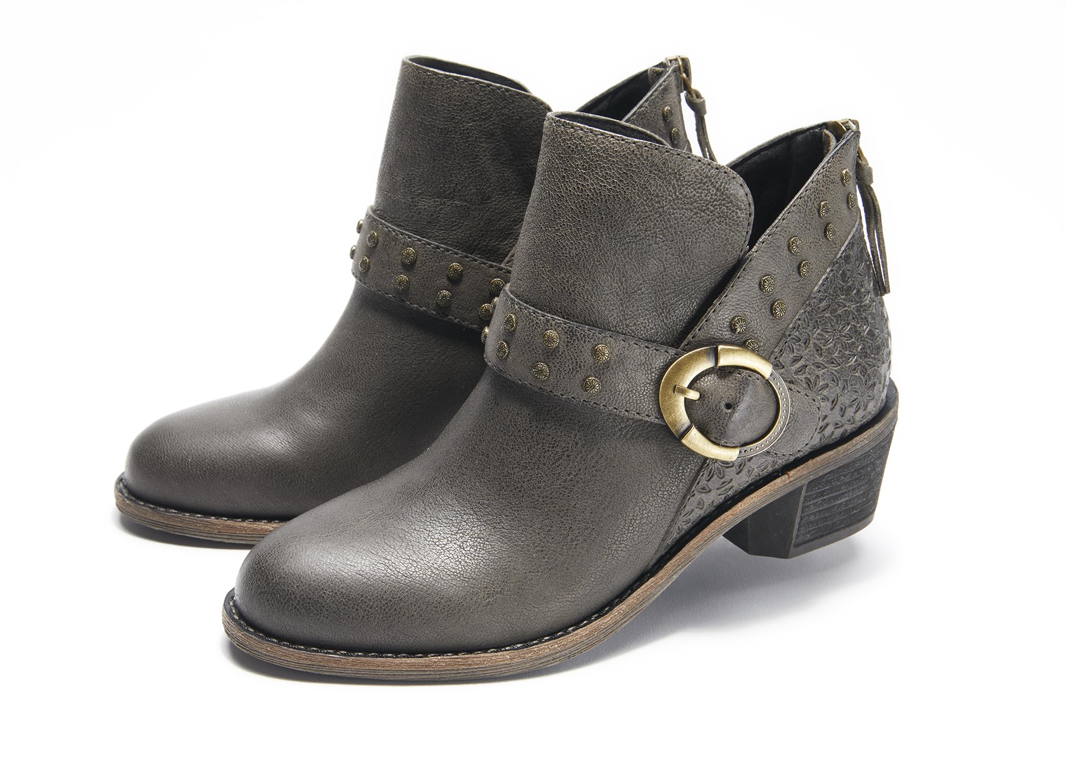 WOMENS H LSA MELANIA ANKLE BOOTIE Comfortable Orthopedic Leather Boot for Women Supportive Low Heel Zip-Up Fashion Boot