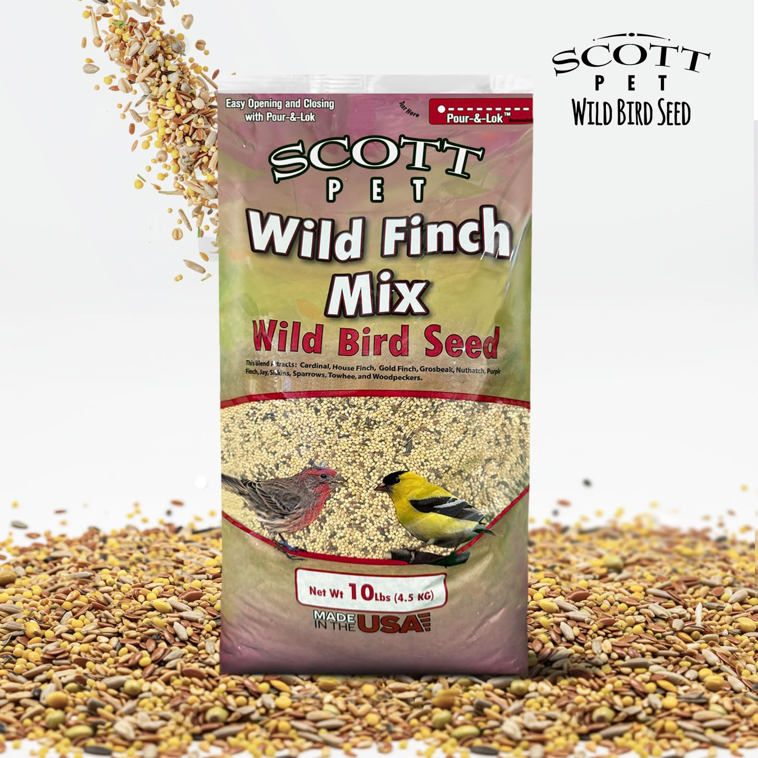 Scott Pet - Semillas para pájaros silvestres, mezcla de pinzón salvaje, 10 libras