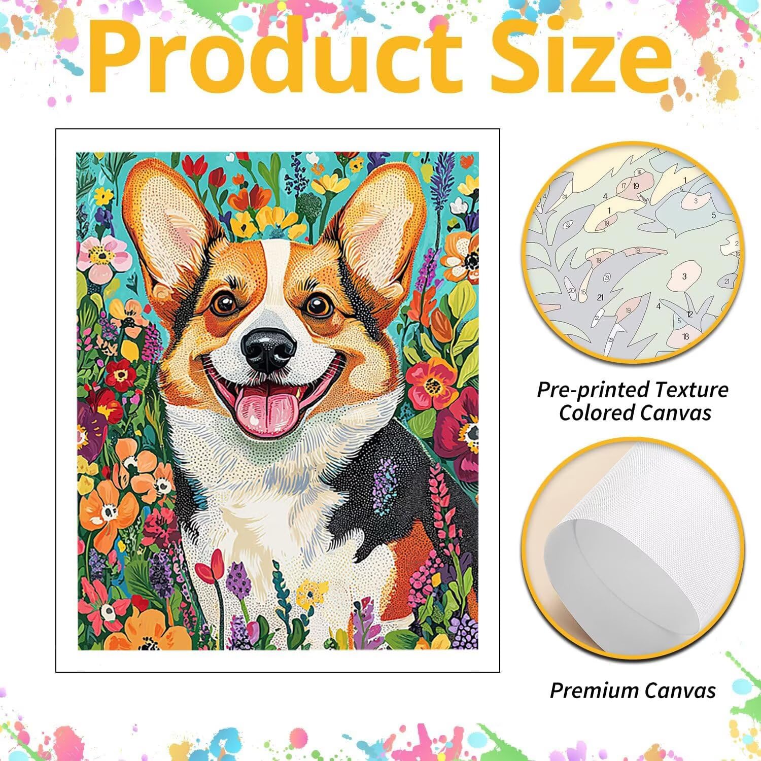 WEISHIWE Dipingere con i Numeri Adulti Corgi, 80x100cm s-532 | Pittura a Olio Kit, fai da te Quadri da Dipingere Numerat, Adulti Bambini Hobby Creativi,Pittura Adulti Decora la Casa Regalo