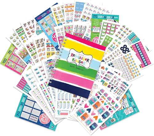 Miniatura 1 de Carpeta de recordatorios 2023-2024 de 18 meses + juego de calcomanías para planificador variado, vistas semanales y mensuales, tapa dura, cierre