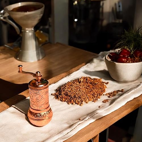 Miniatura 6 de Juego de molinillo de sal de pimienta de latón turco hecho a mano, certificado ISO 9001, cobre brillante de 4 pulgadas