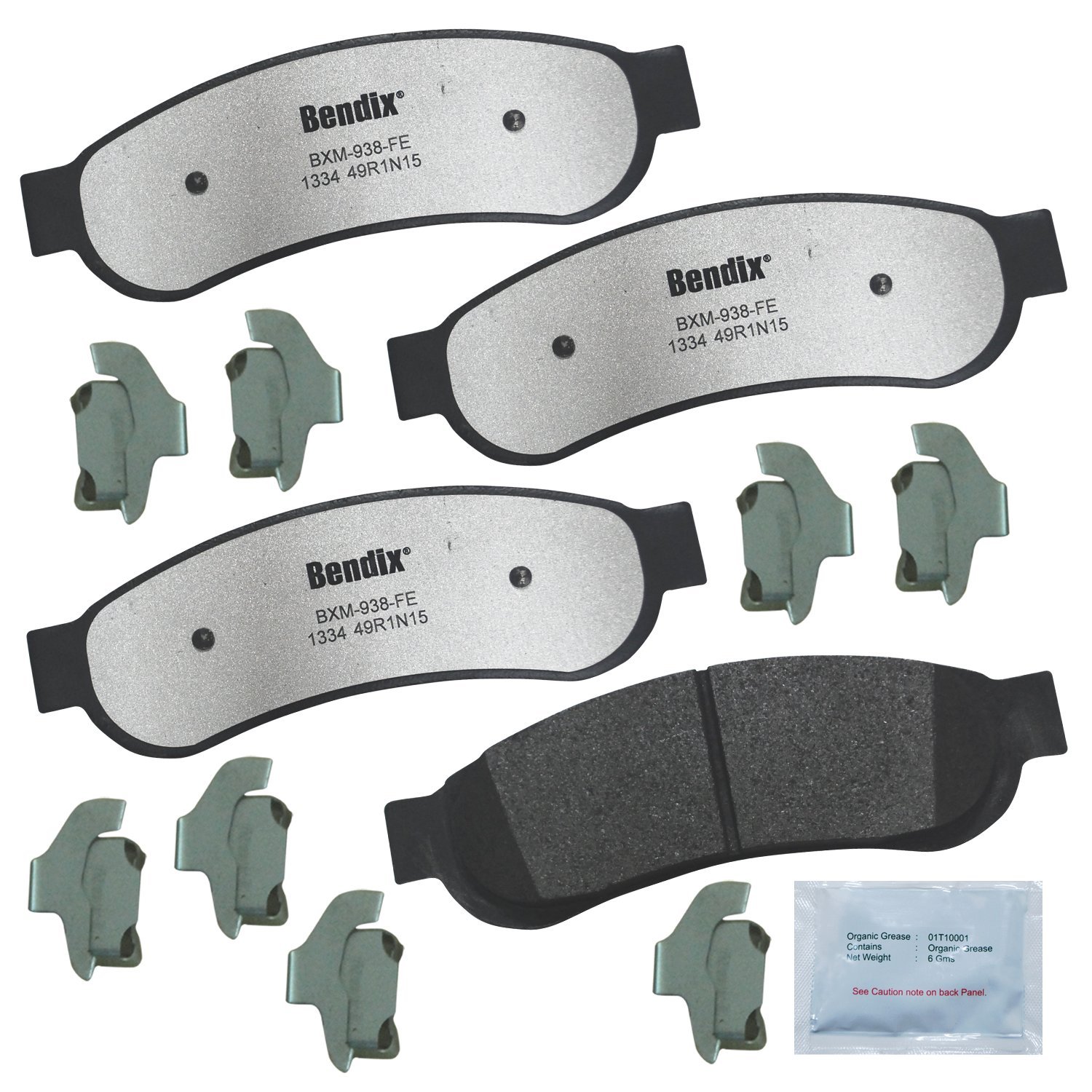 Bendix Fleet Metlok MKD1334FM Semi-Metallic Rear Brake Pads for Ford F-250 Super Duty 2012-2008, F-350 2012-2011, F-350 Super Duty 2012-2005, F-450 Super Duty 2012-2011, Lobo 2008-2006