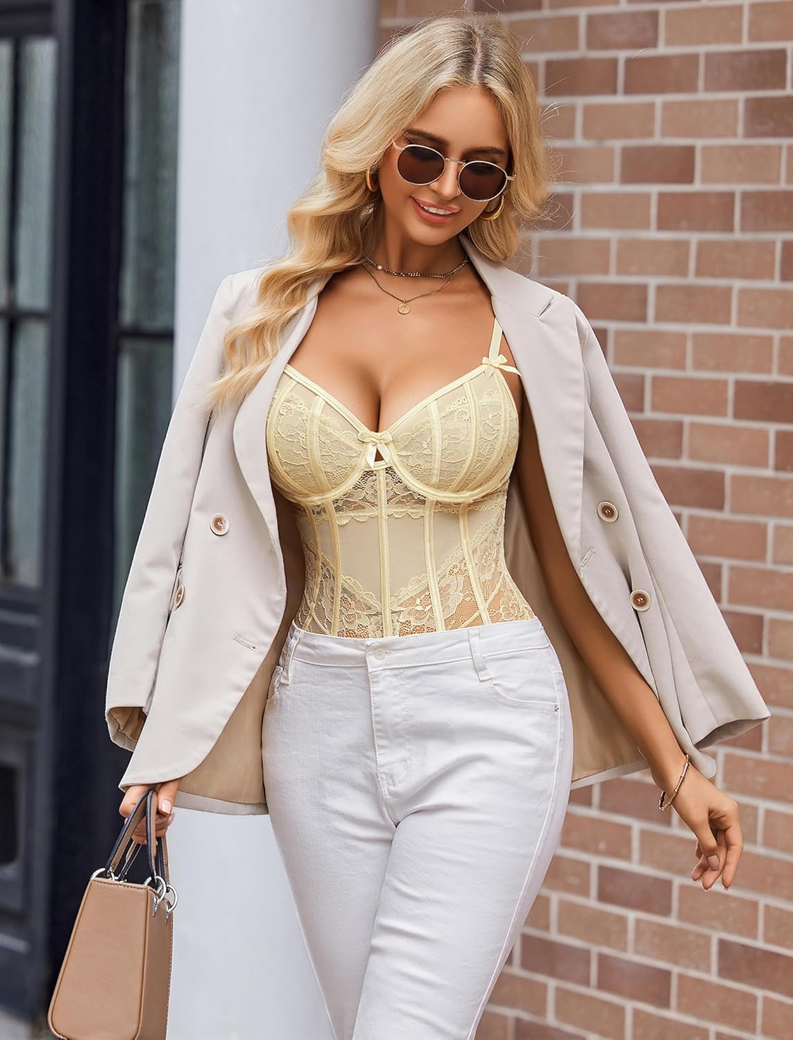 Avidlove Bodysuit for Women Sexy Lace Top One Piece Lingerie V Neck Mesh Tops Going Out Cami Naughty Push Up Body Suit S-XXL - Image 4