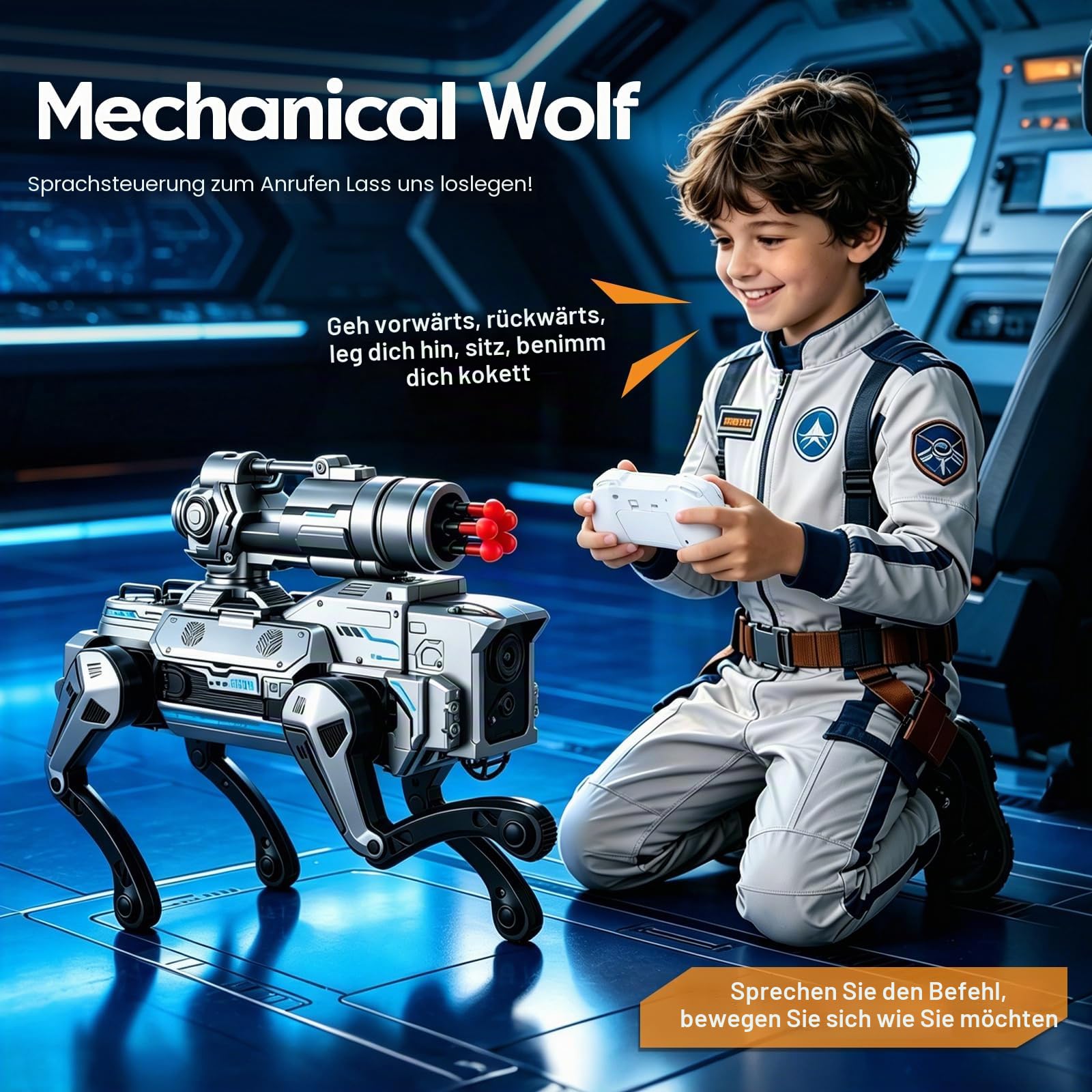 Roboterhund Ferngesteuert für Kinder 3-12 Jahre, Intelligenter Roboter Hund mit Softmunition-Werfer, Programmierbar, Tanzen, Musik, Interaktiv, Spielzeug Junge Mädchen
