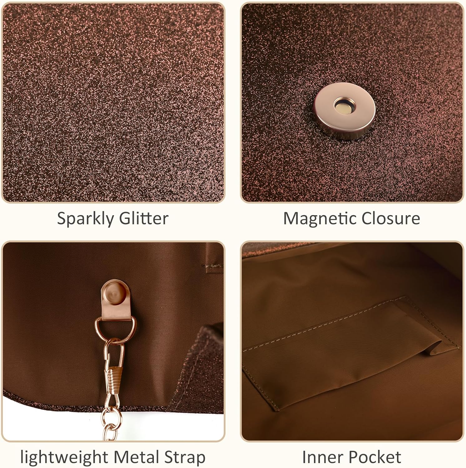 PACETAP Clutch Purses for Women, Handbags with Chain for Women Formal, Evening Bag for Wedding Party Cocktail Prom Dinner - Image 6