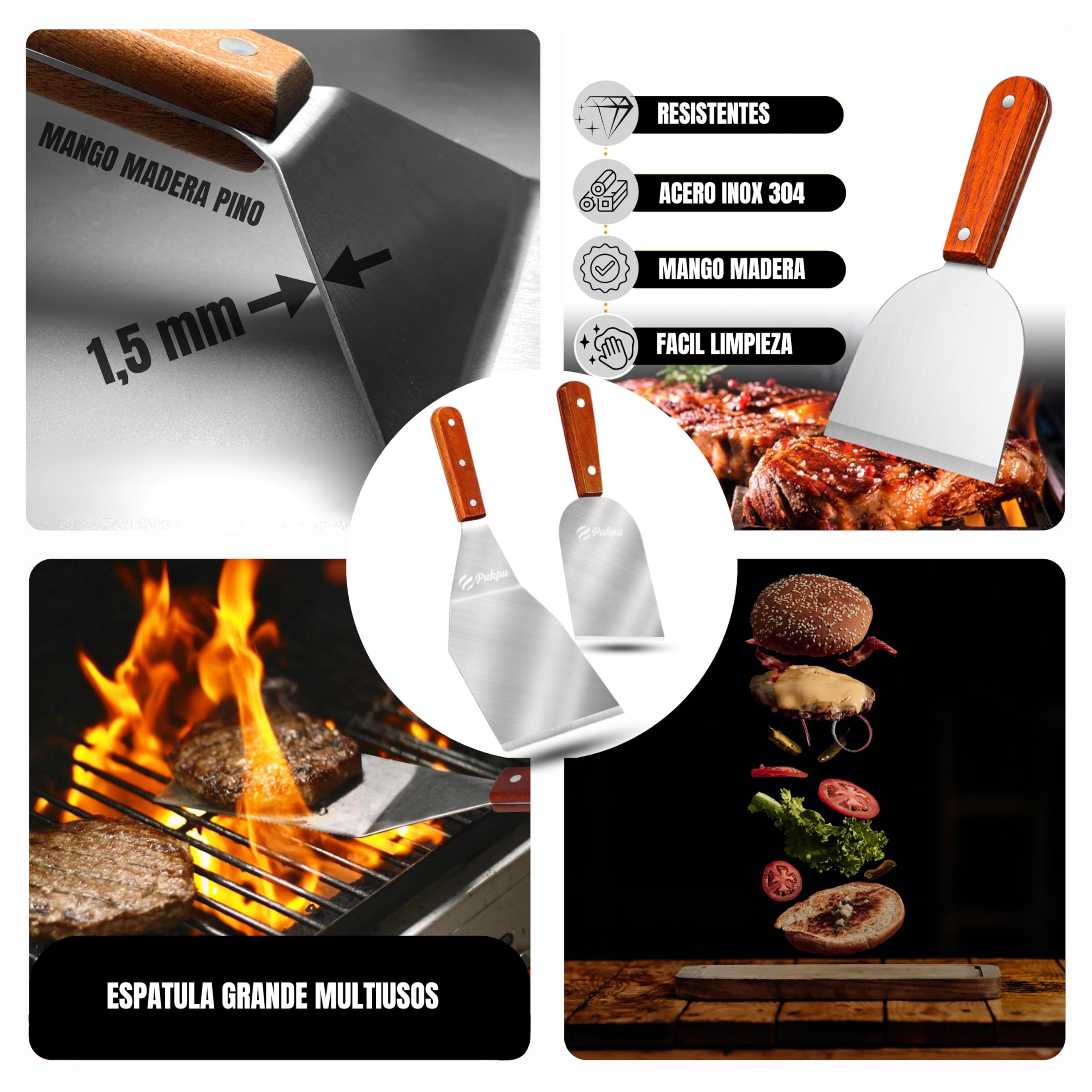 Kit Smash Burger 3 Piezas – Prensa Smash Burger, Aplastador Hamburguesas y Campana Queso