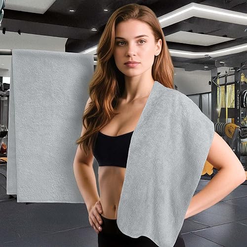 Miniatura 11 de Toallas de entrenamiento para gimnasio (2 piezas, 14 x 31 pulgadas), 100% algodón, transpirable, suave y absorbente, toalla deportiva para yoga,