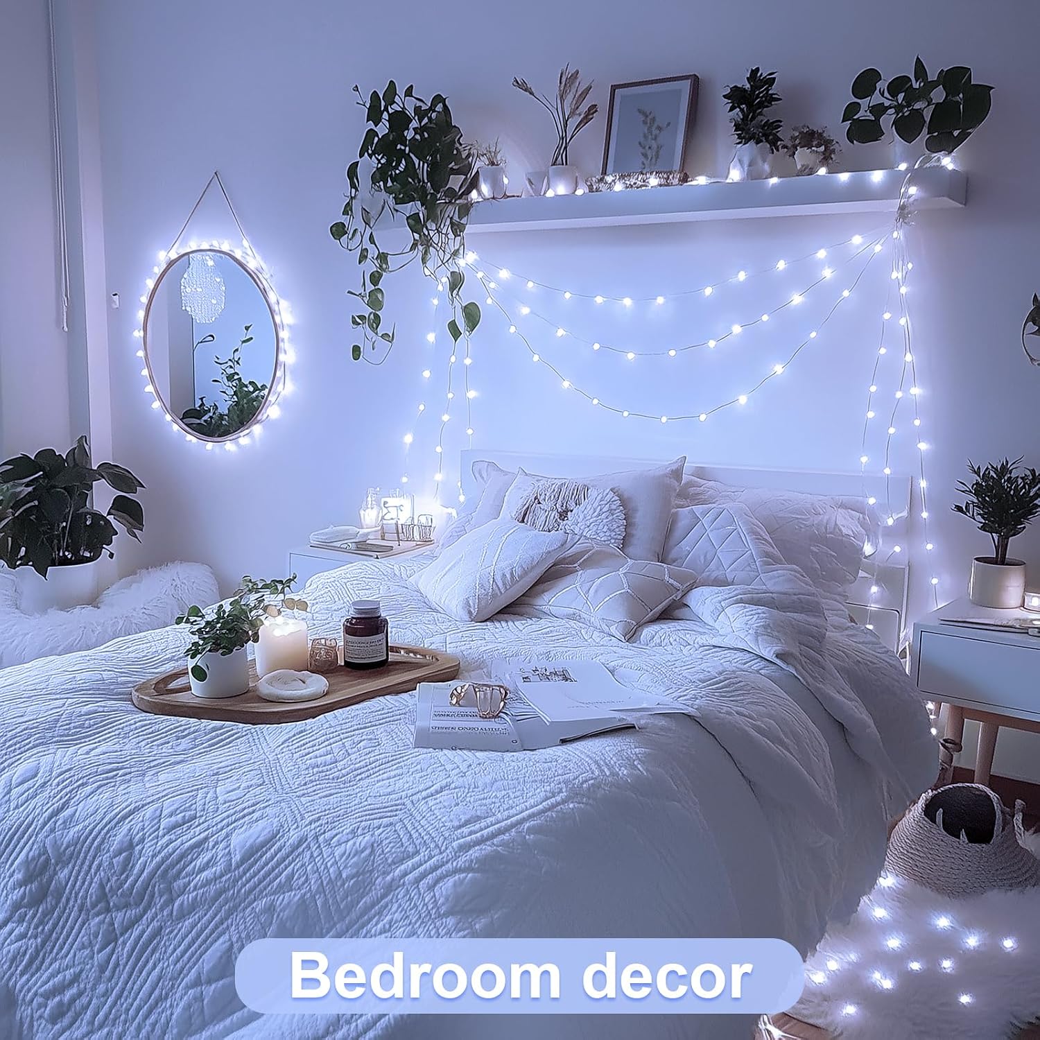 JMEXSUSS 2 Pack White Fairy Lights Battery Operated, Total 200 LED 66ft image 2