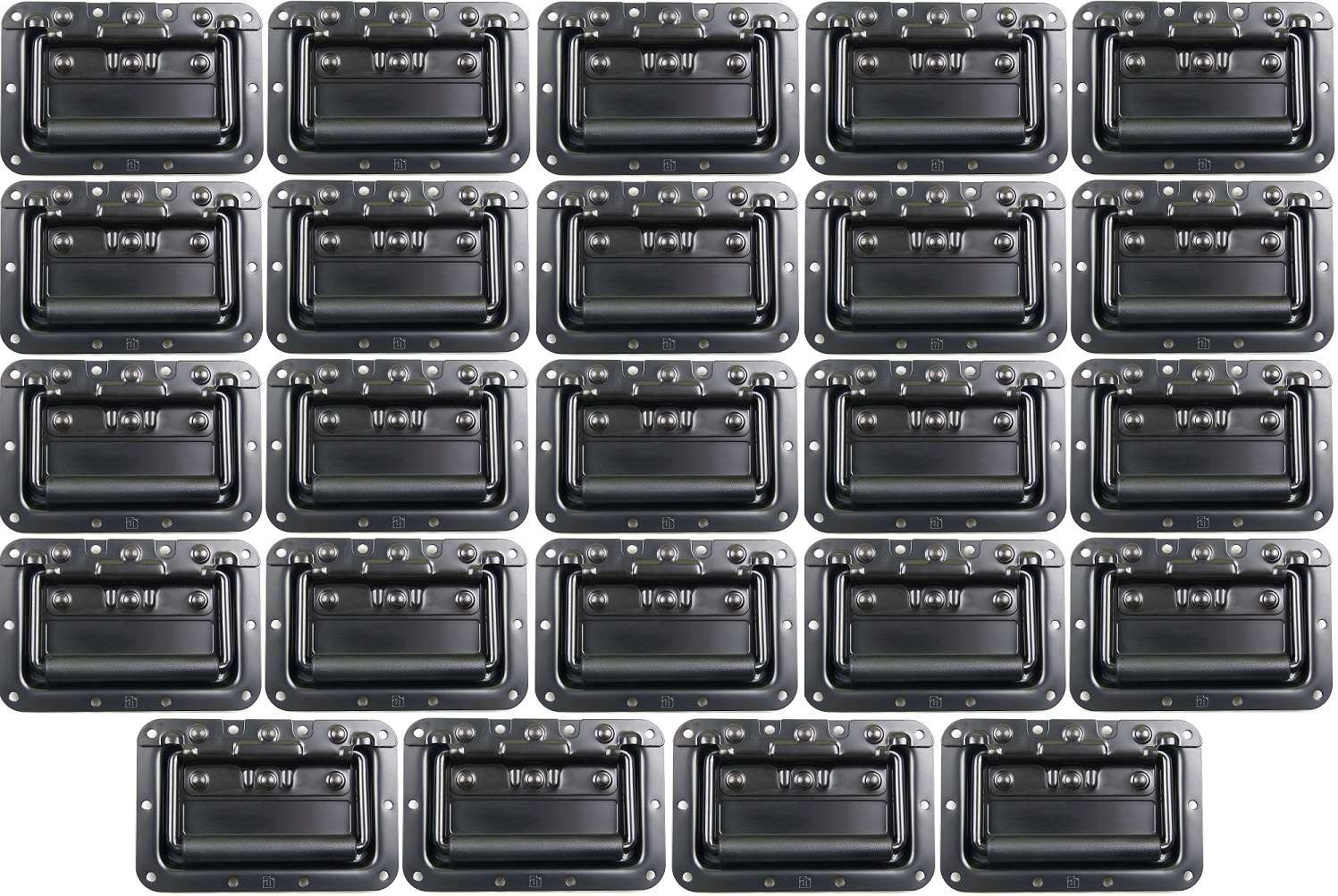 Adam Hall Hardware 34082BLK M24 AH - 24er Set Klappgriff / Kistengriff gefedert schwarz in 8 mm Einbauschale
