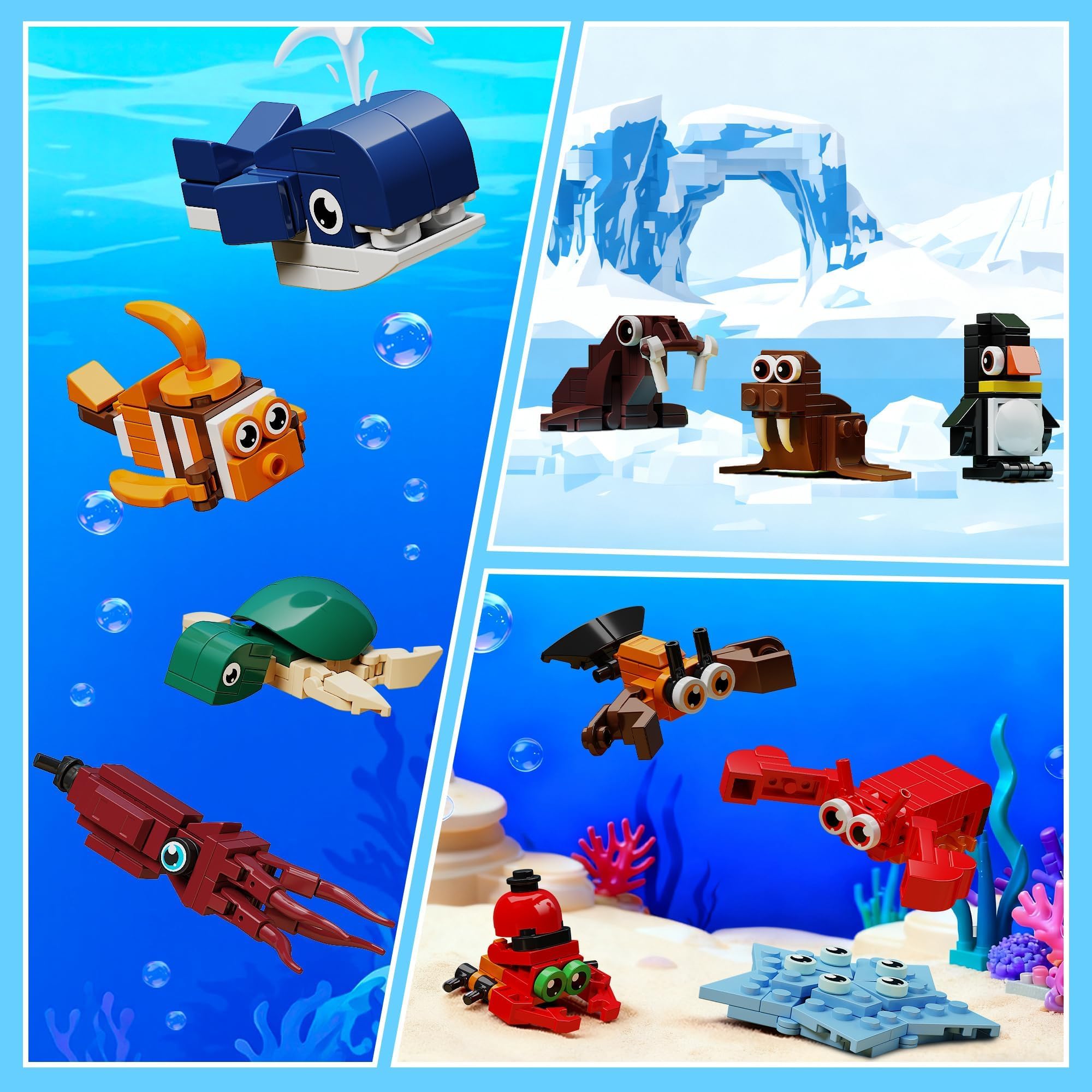 TYCOLE 32 Lotes Bloques Construcción Animales Marinos Mini