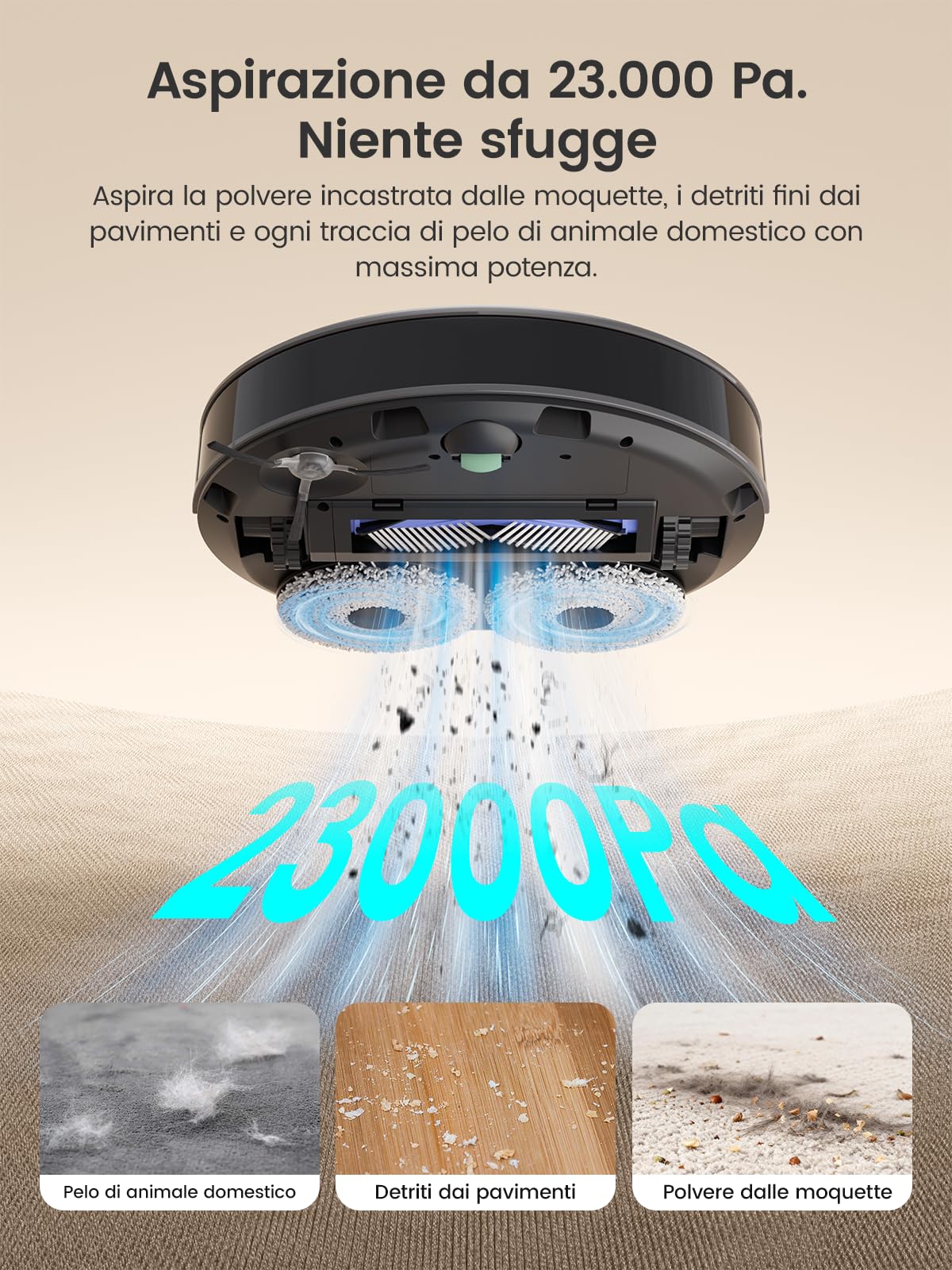 LEFANT M3 Ultra Robot Aspirapolvere Lavapavimenti con Mappatura, 23000Pa, Laser dToF, Evitamento PSD, Mop Rotanti con Lavaggio a 75°C e Asciugatura, Autosvuotamento 3,2L, WiFi 2.4G/5G, Alexa/App