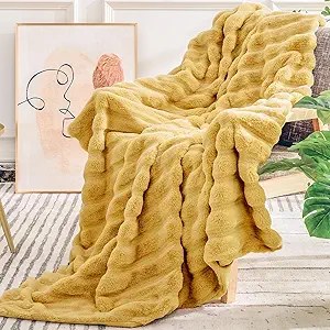 NEXHOME PRO Faux Fur Throw Blanket, Orange, 50"X60"