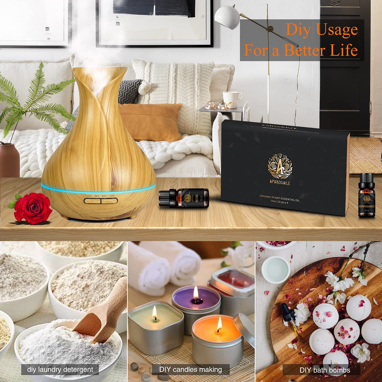 Magnolia aceite esencial set para difusor,aromaterapia Lotus Aceite Esencial Kit para humidificador,66x10ml 100% puros Tuberose aceite Set-piña,manzana,Caléndula aceites...para hogar