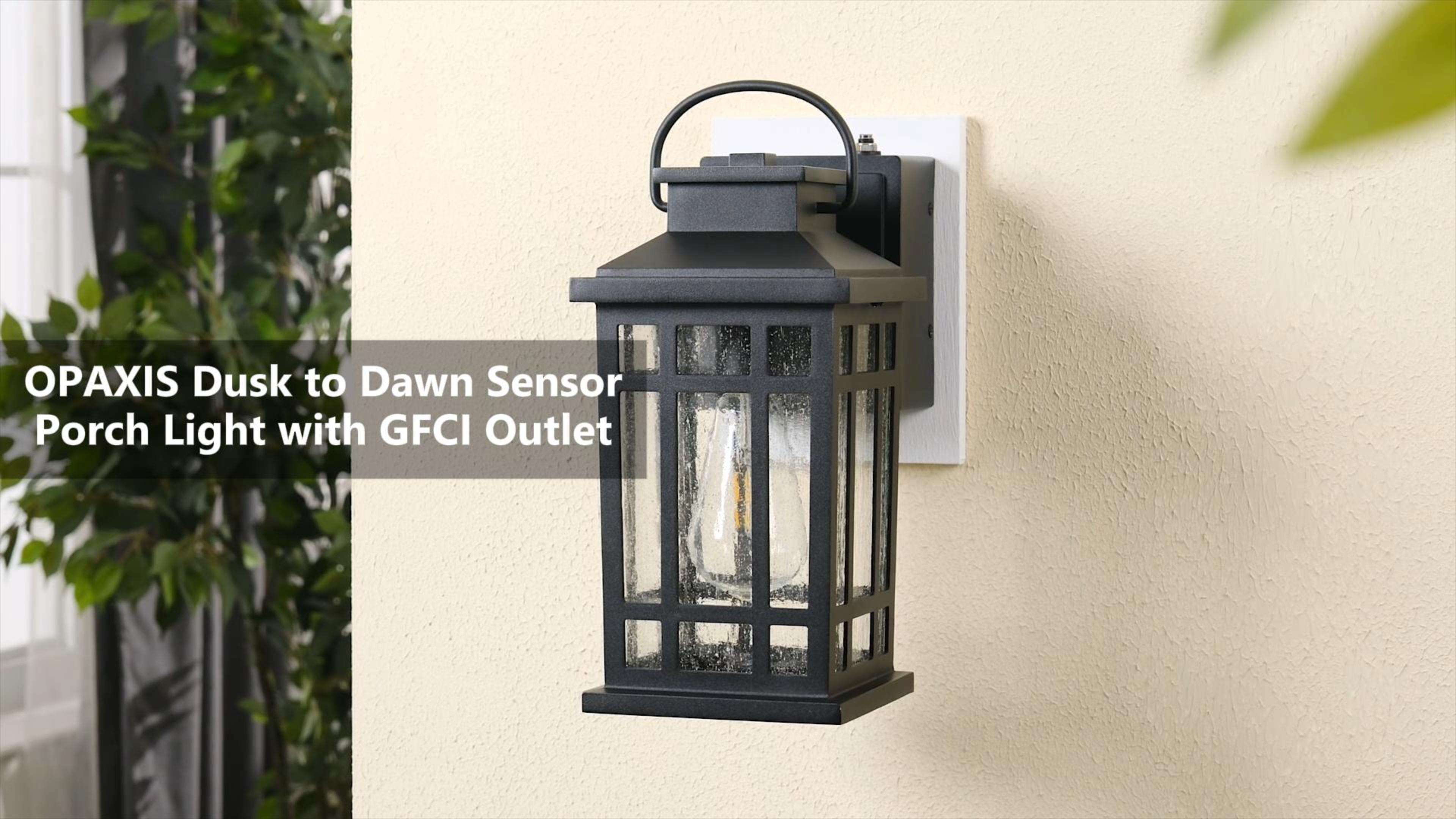 Image of Dusk to Dawn Outdoor Lighting with GFCI Outlet, Modern Oil Rubbed Bronze Exterior Light Fixtures, Anti-Rust Outdoor Lights for House, Garage, Patio, Doorway, 100% Aluminum, Waterproof