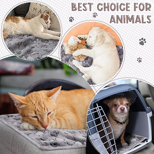 Miniatura 7 de Tegeme 8 mantas de forro polar para perros pequeños y gatos, suave terciopelo coral, tapete cálido para dormir, manta mullida con estampado de patas