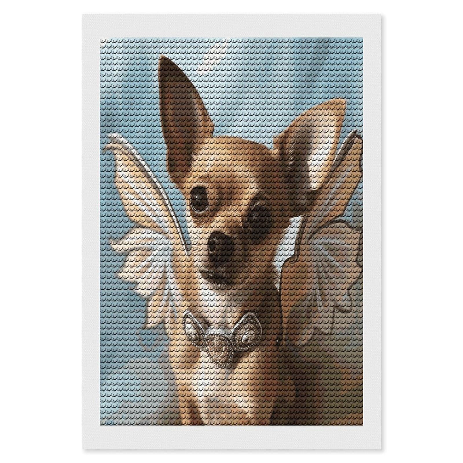 JTREHY Brown Chihuahua Angel Wings Diamond Art Kits Personalized DIY Round Diamond Painting Kits for Beginner Full Drill Diamonds Dots Paintings for Adults Gem Art Crafts Home Decor