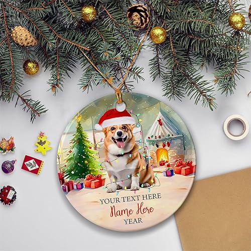 Vista 130 de Rottweiler - Adorno de cerámica personalizado para perro de Papá Noel, nombre y texto personalizados para mascotas, feliz para los amantes