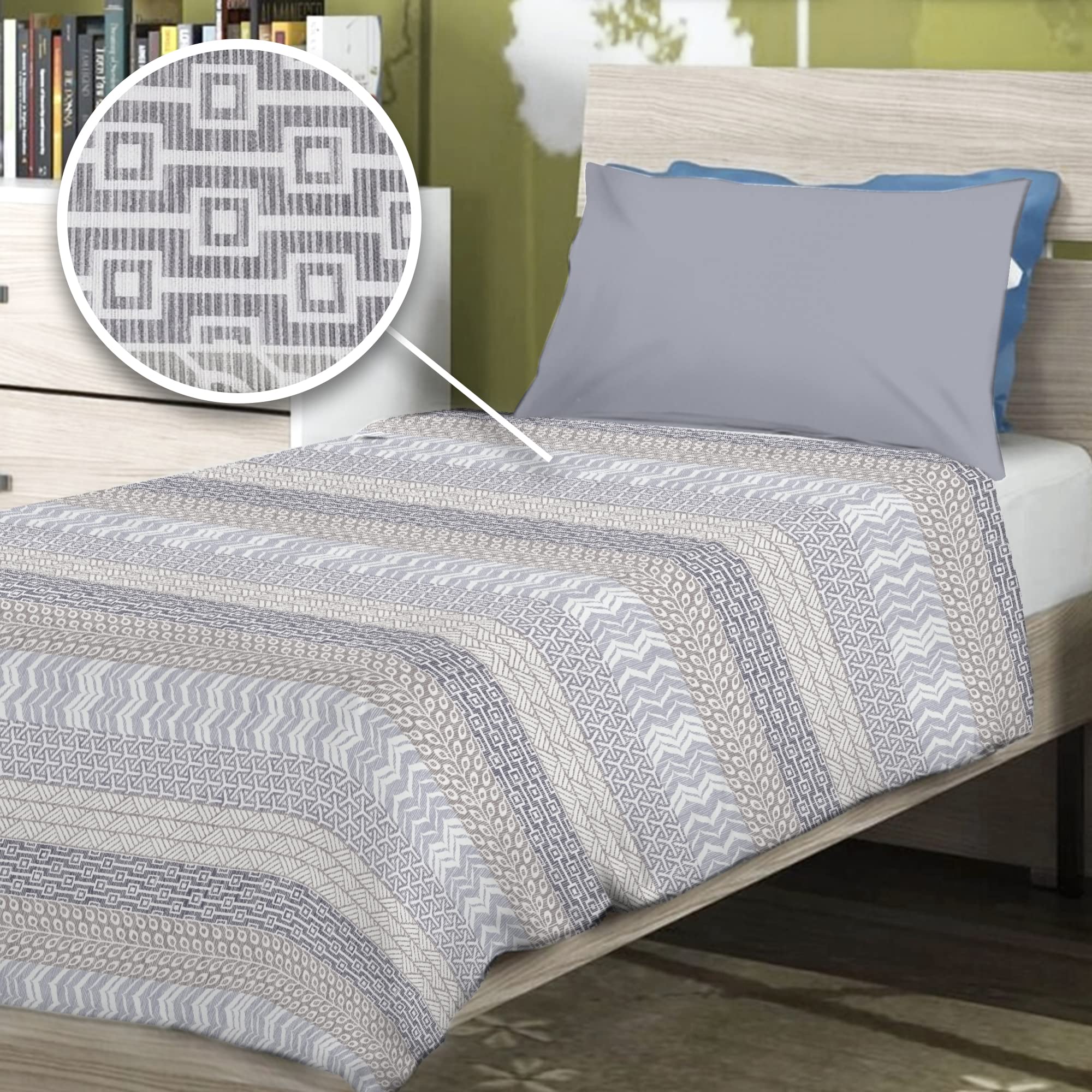 Copriletto 220x280 Cm Cotone Piqué Made In Italy - Fantasia Azteco Beige Per Letto 1 Piazza E Mezza - Foto 10