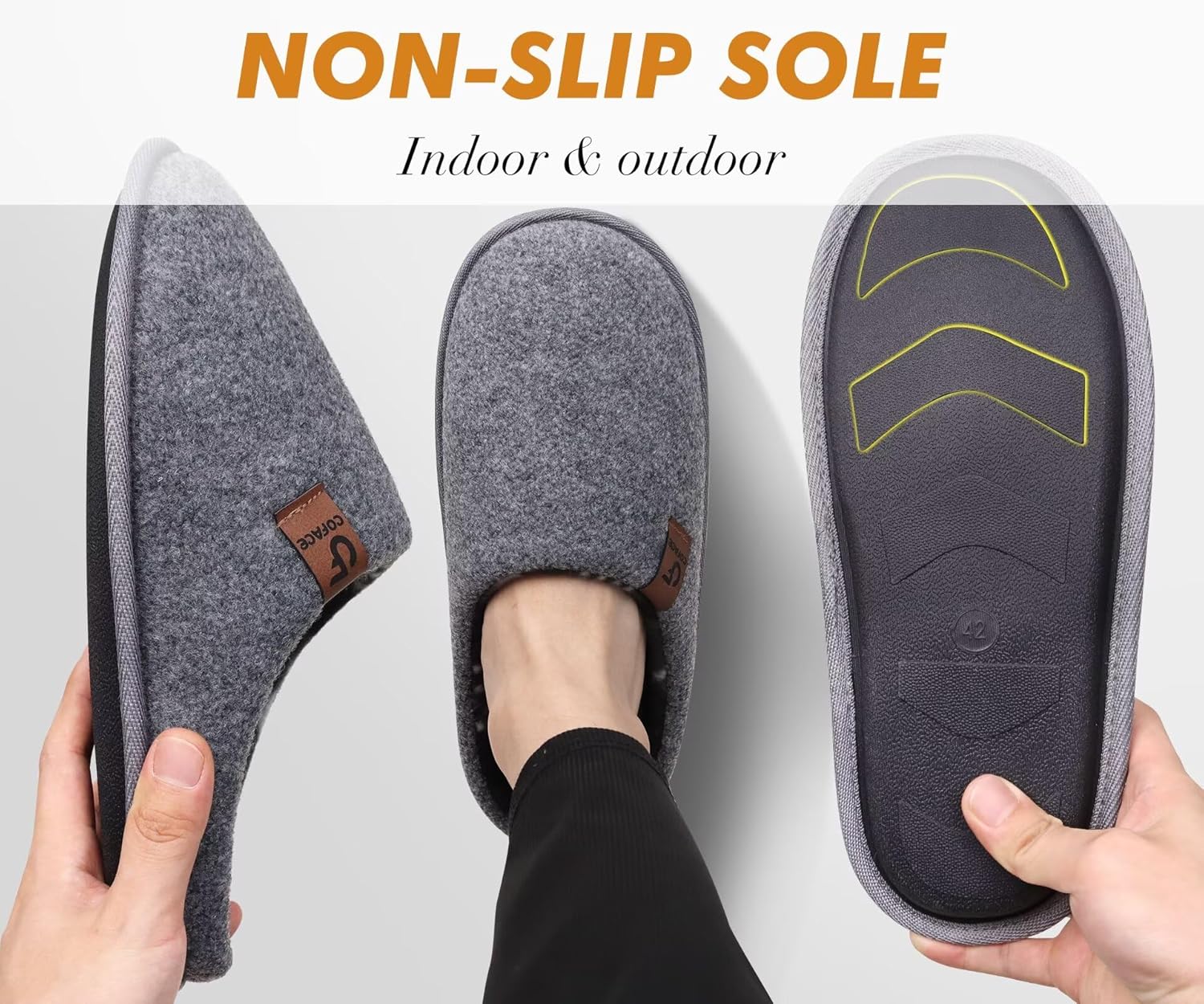 COFACE Unisex Mens Womens Cozy Memory Foam Scuff Slippers Casual Slip On Warm House Shoes Indoor/Outdoor Felt Sandal Slippers Size 4-15 - Image 5