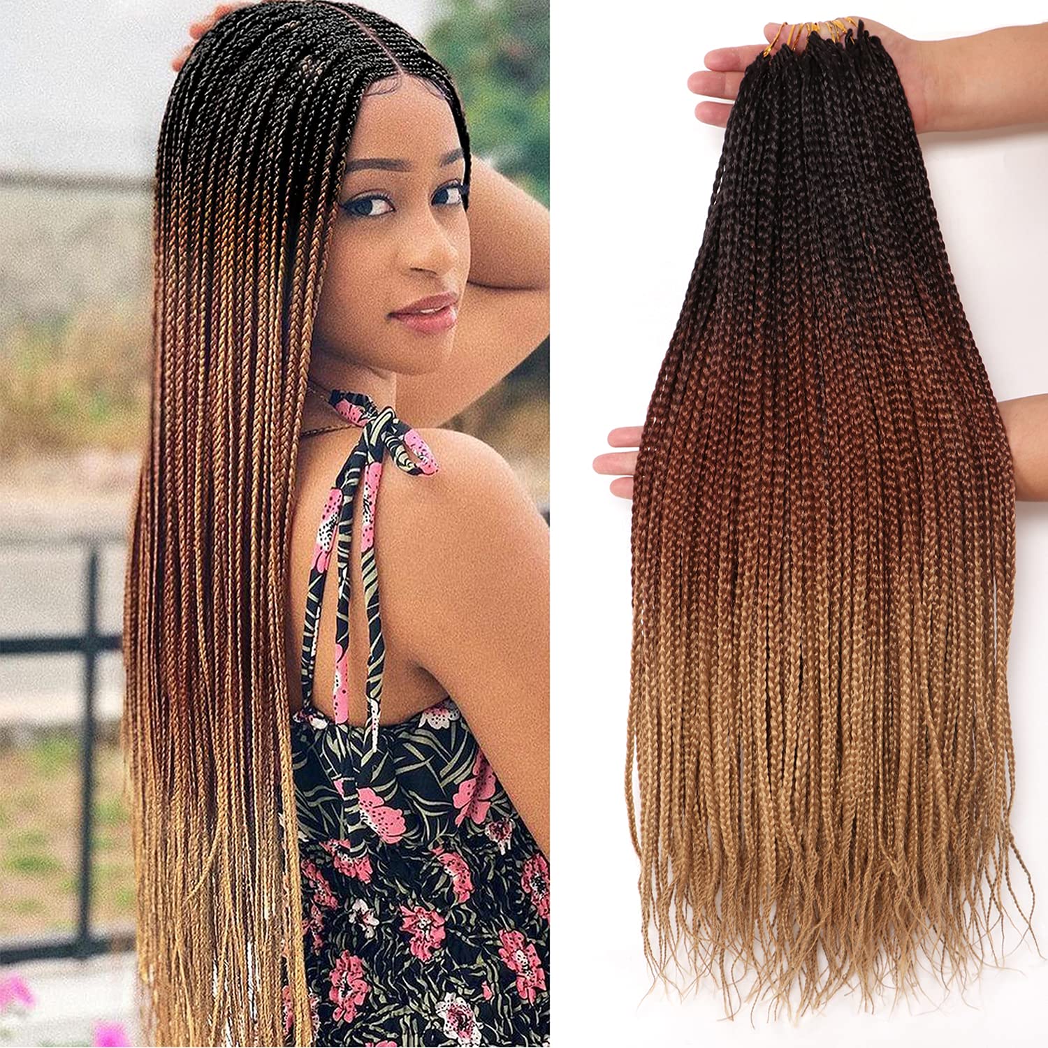 7 confezioni all'uncinetto Braids Meches extension capelli naturali per trecce africane parrucca nera parrucca donna naturale treccia africana donna (55,88 cm(confezione da 7), #1B-27-30)