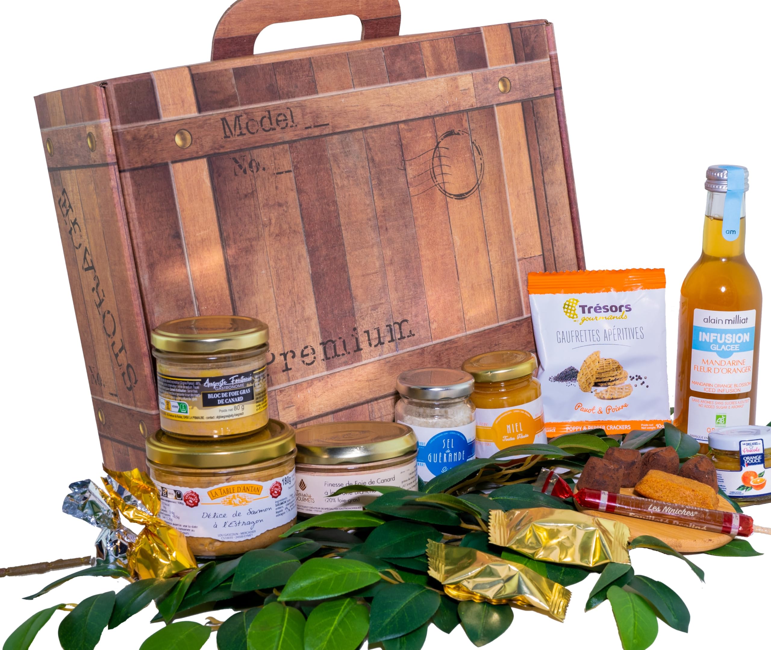 PAQUETE GOURMANDS – Sin cerdo y sin alcohol – Caja gourmet para regalar, cesta gourmet – ideal para regalo para el día de la madre, el día del padre, cumpleaños, Navidad, retiro – Cesta recortada