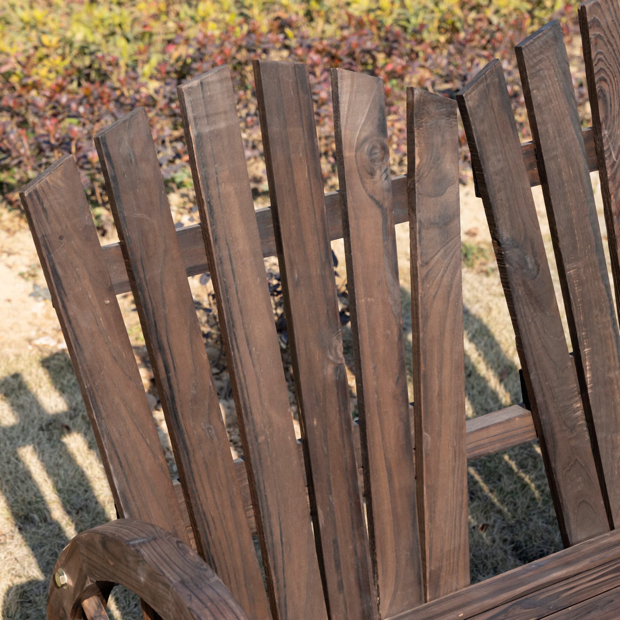 Outsunny Panchina da Giardino da 2 Posti con Braccioli a Forma di Ruota, Panchina da Esterno a Doghe in Legno di Abete, Panca per Terrazza Patio e Cortile, 108x66x95 cm, Carbonizzato