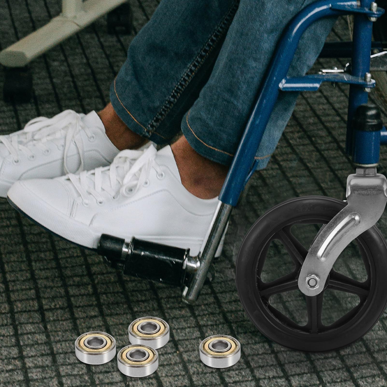 IWOWHERO 2sets Manual Wheelchair Bearings Replacement Front Wheel Bearings Wheelchair Accessories for 4pcs*2