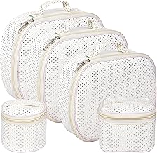 Kuber Industries Jewellery Kit|Cosmetic Storage Box|Travel Pouch|Jewellery Box for Women|Jewellery Make up Organizer|5 Different Pouch|Dot Vanity Pouch|White