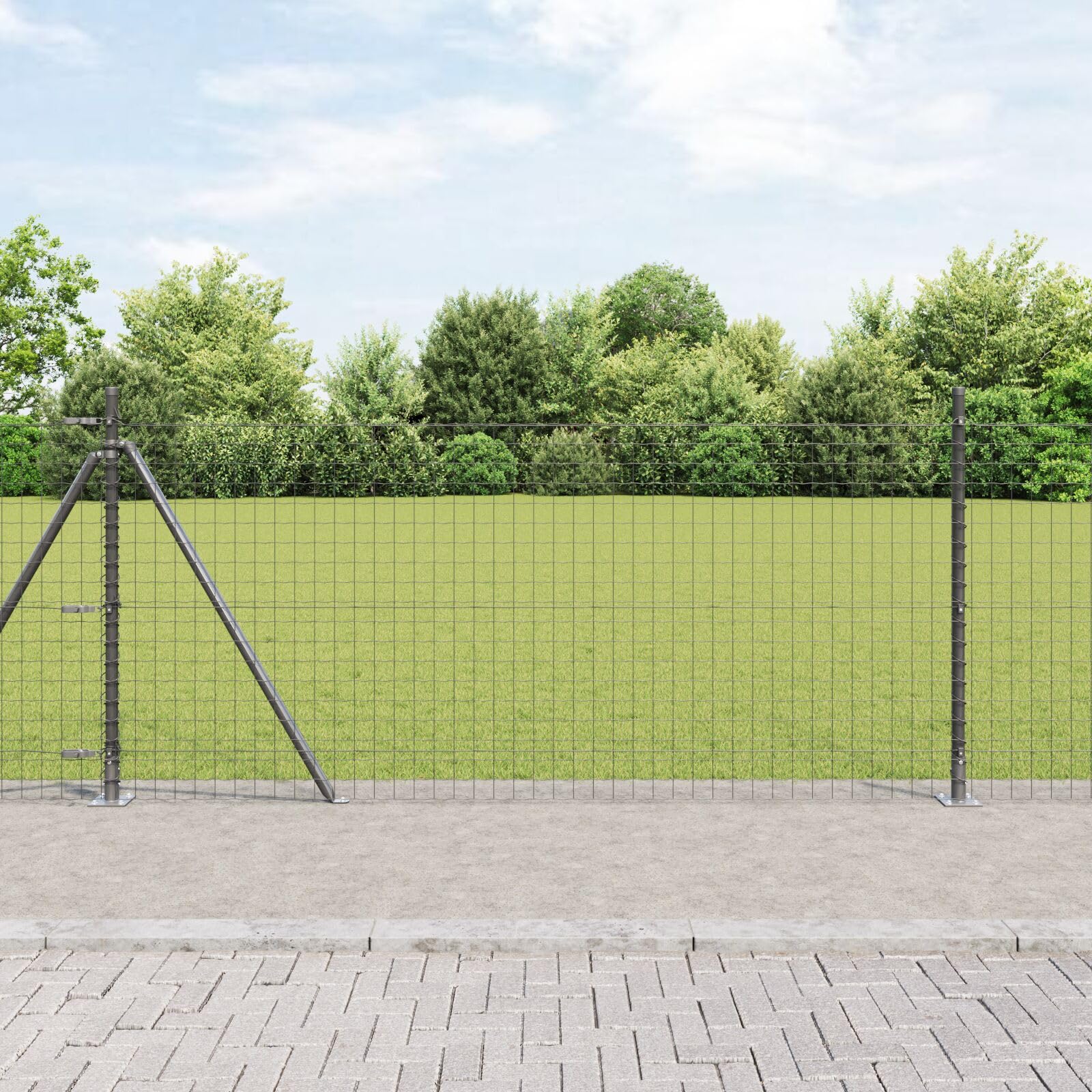 Gecheer Postes de Cerca Set de 26 Gris Concreto, Metal 3.2 x 3.2 x 110 cm,Estacas de jardín Postes de Cerca Valla jardín Barreras Exteriores