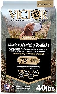 VICTOR Super Premium Dog Food – Purpose – Senior Healthy Weight Management – Dry Dog Food for Adult Dogs – Gluten Free with Glucosamine and Chondroitin, for Hip and Joint Health, 40lbs