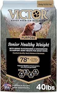 VICTOR Super Premium Dog Food – Purpose – Senior Healthy Weight Management – Dry Dog Food for Adult Dogs – Gluten Free with Glucosamine and Chondroitin, for Hip and Joint Health, 40lbs
