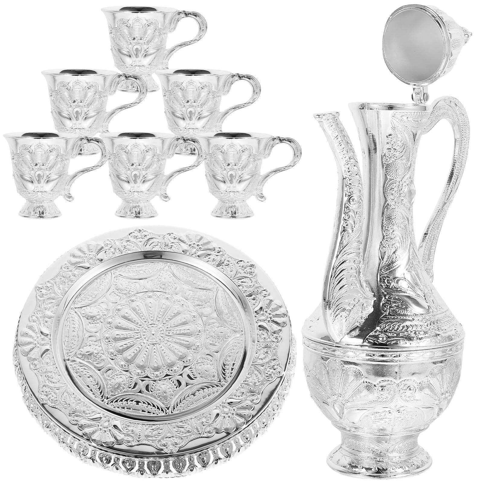 Vintage Weinkrug Satz aus Zinklegierung, Silber, für Wein