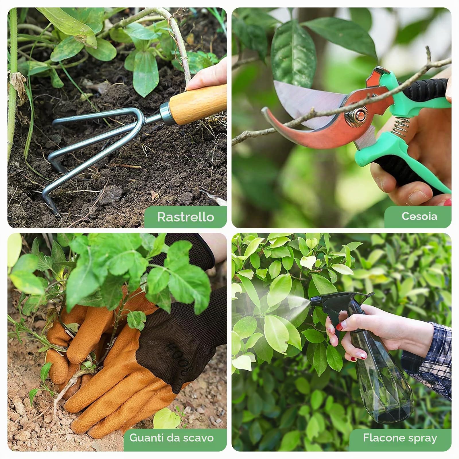 Grenebo Set di Attrezzi da Giardinaggio, 9 Pezzi Pesanti Attrezzi Giardinaggio con Cesoie da Potatura e Borsa da Viaggio con Manico XL, Set Giardinaggio Regali da Giardino per Uomo Donna