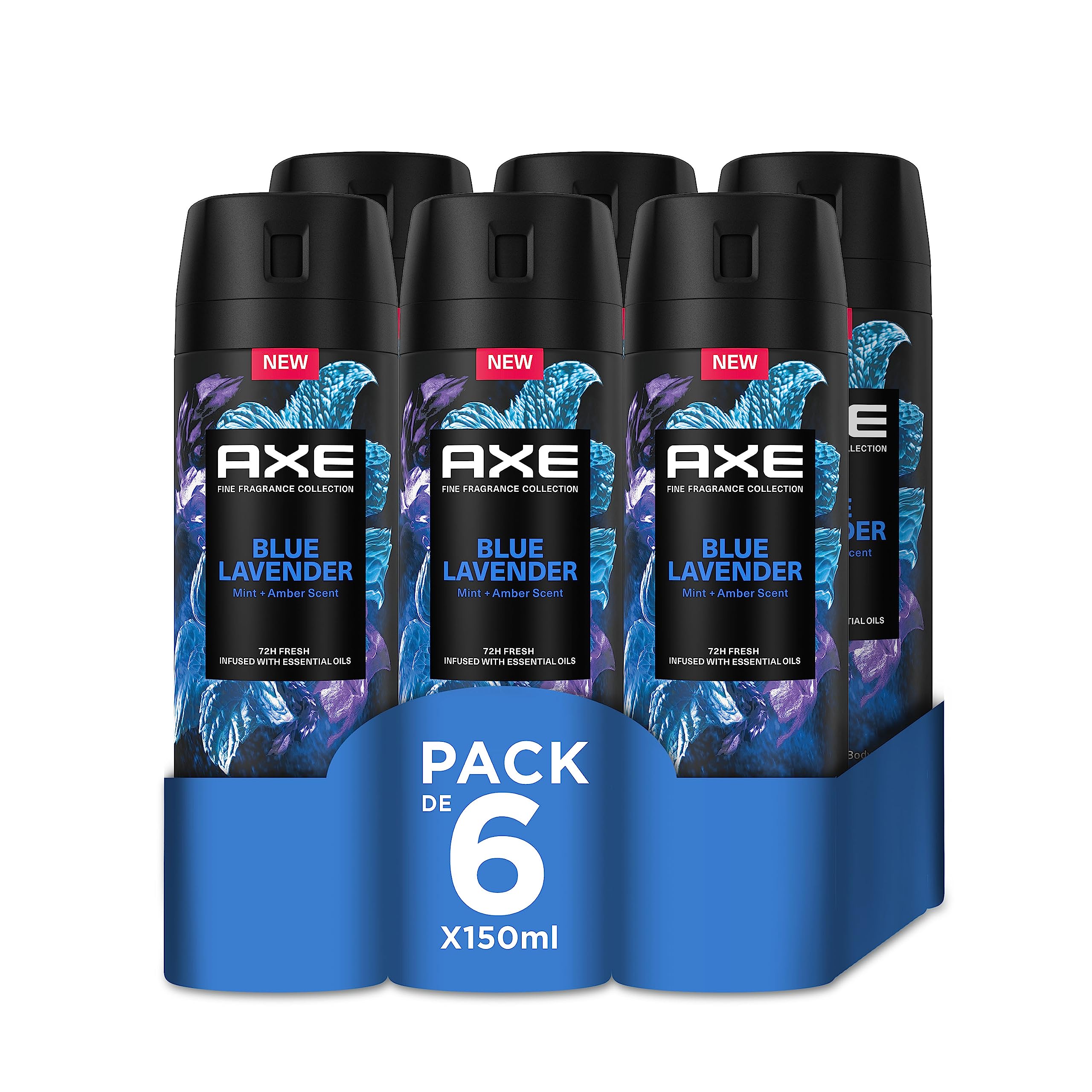 Axe Pack Ahorro Desodorante en aerosol para hombre Blue Lavender Fragancia Premium, 6 x 150 ml